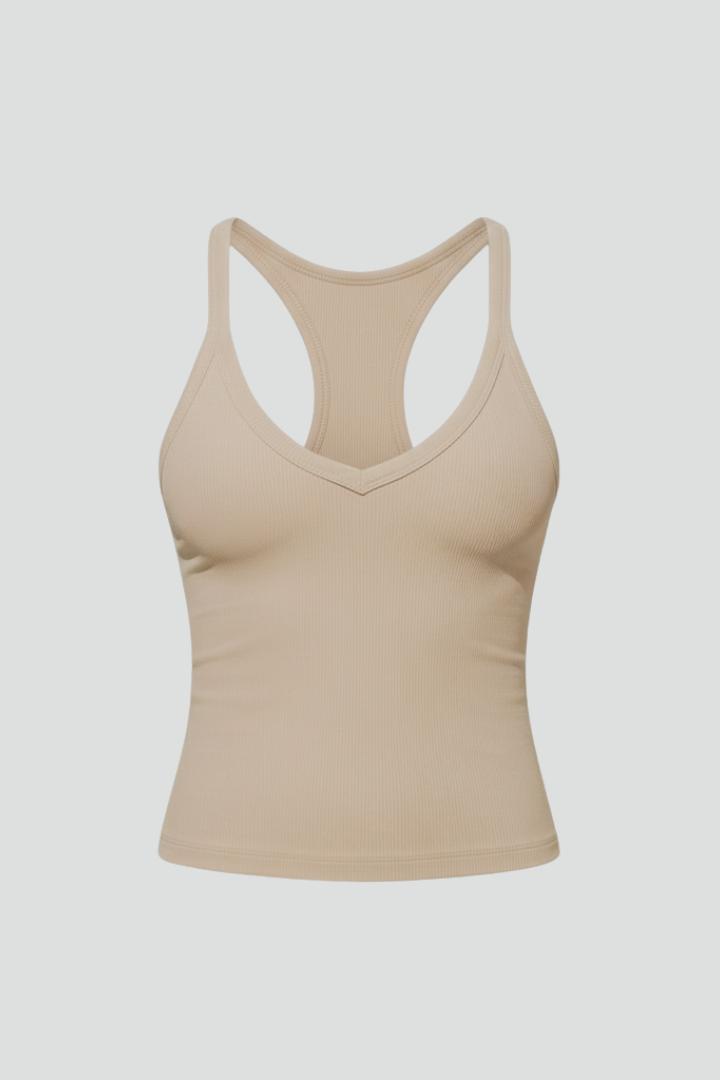 Sioned | Women's Top | Sleeveless V-Neckline Ribbed Surface
