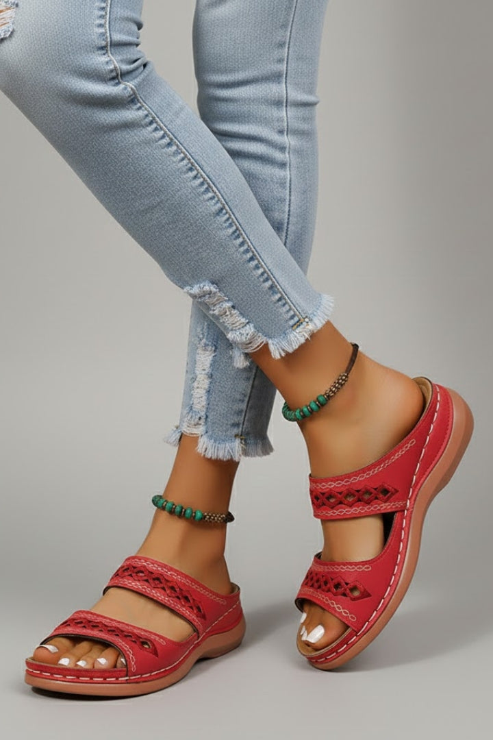 Nemesis | Women's Slide Sandals | Dual Straps Decorative Cutouts