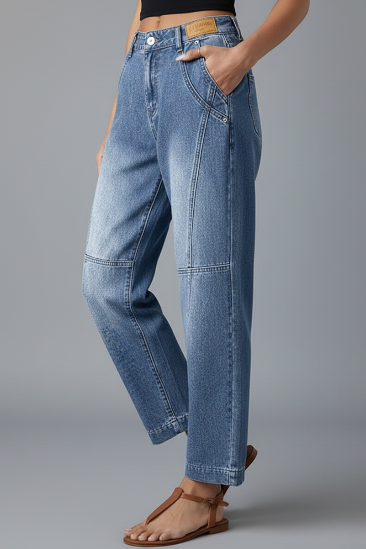 Appa | Women's Jeans | Straight-Leg Front Fastening Seam Detail