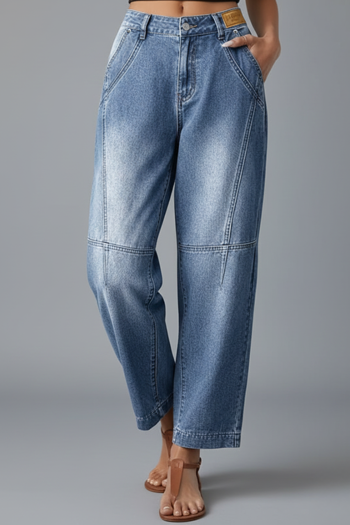 Appa | Women's Jeans | Straight-Leg Front Fastening Seam Detail