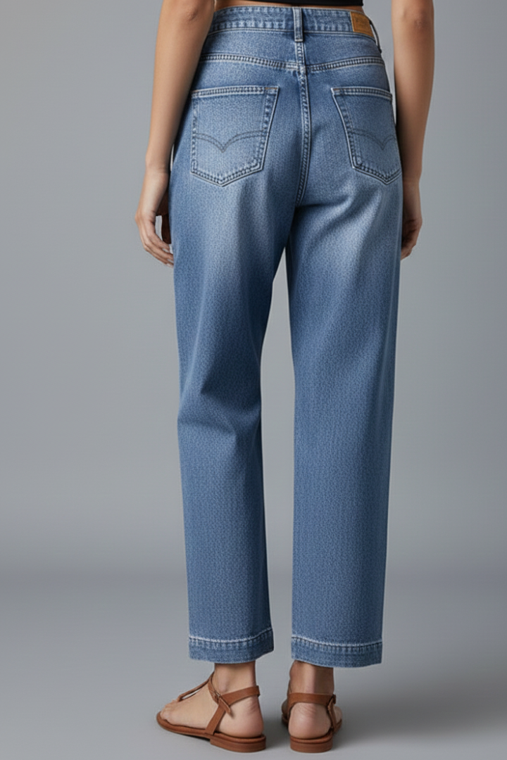 Appa | Women's Jeans | Straight-Leg Front Fastening Seam Detail