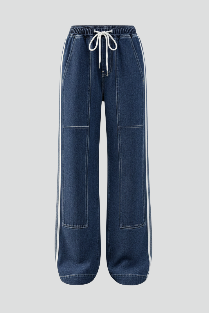 Anna | Women's Trousers | Straight-Leg Drawstring Side Stripe
