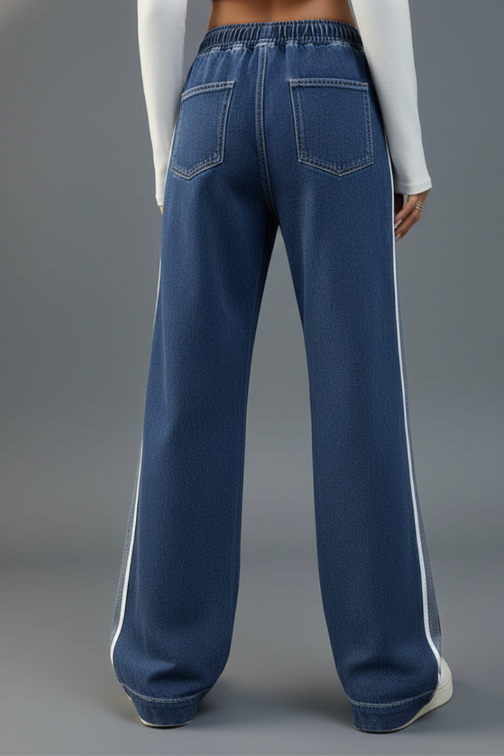 Anna | Women's Trousers | Straight-Leg Drawstring Side Stripe