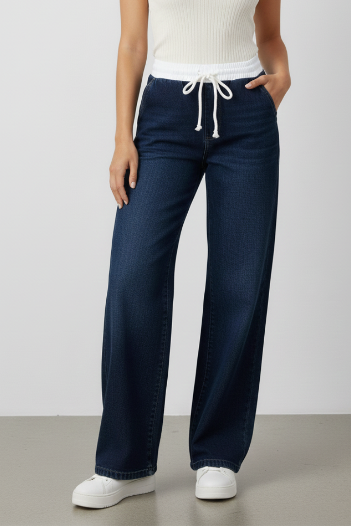 Adda | Women's Trousers | Straight-Leg Elastic Waist Drawstring
