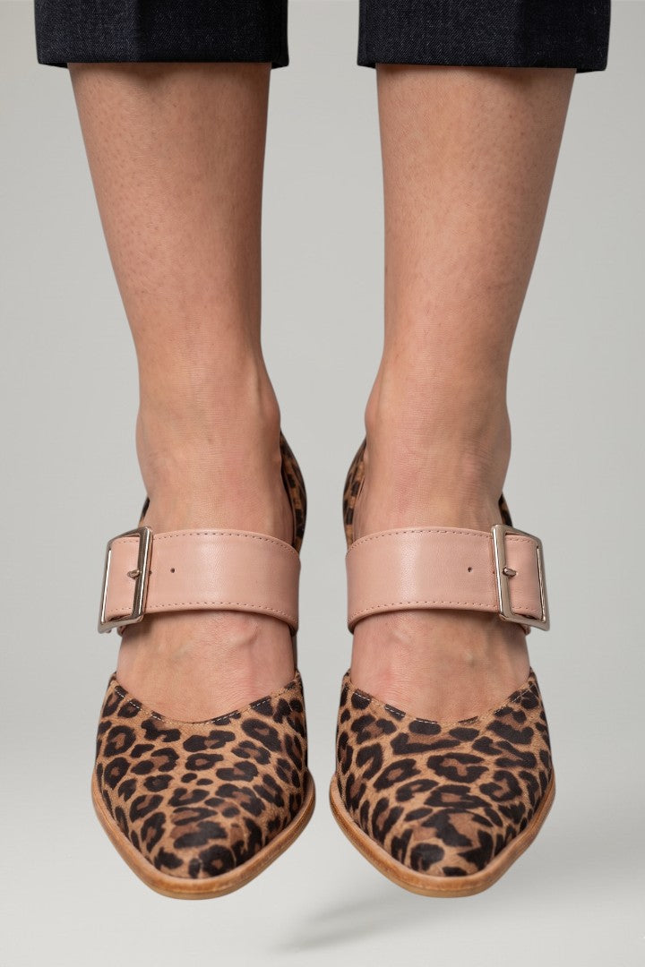 Suri | Women's Suede Sandals | Stable Heel Patterned Upper
