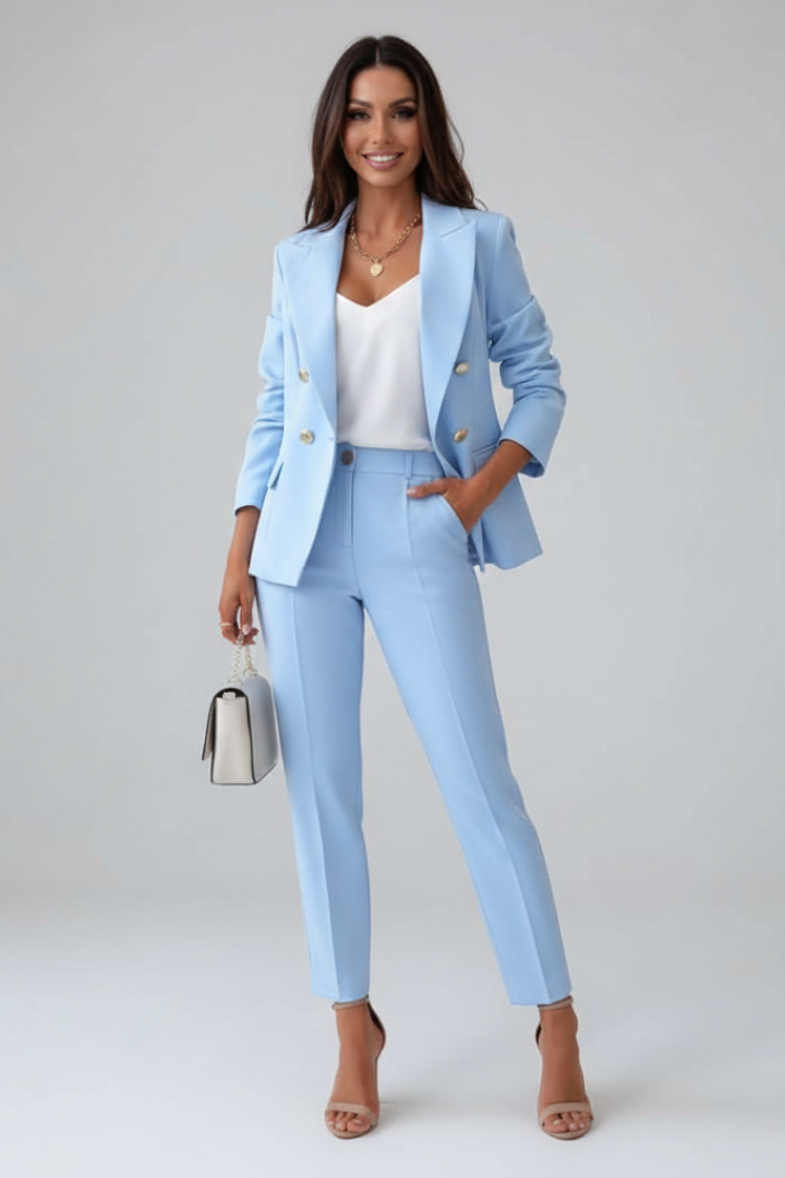 Isla | Women's Suit Set | Buttoned Jacket Straight-Leg Trousers
