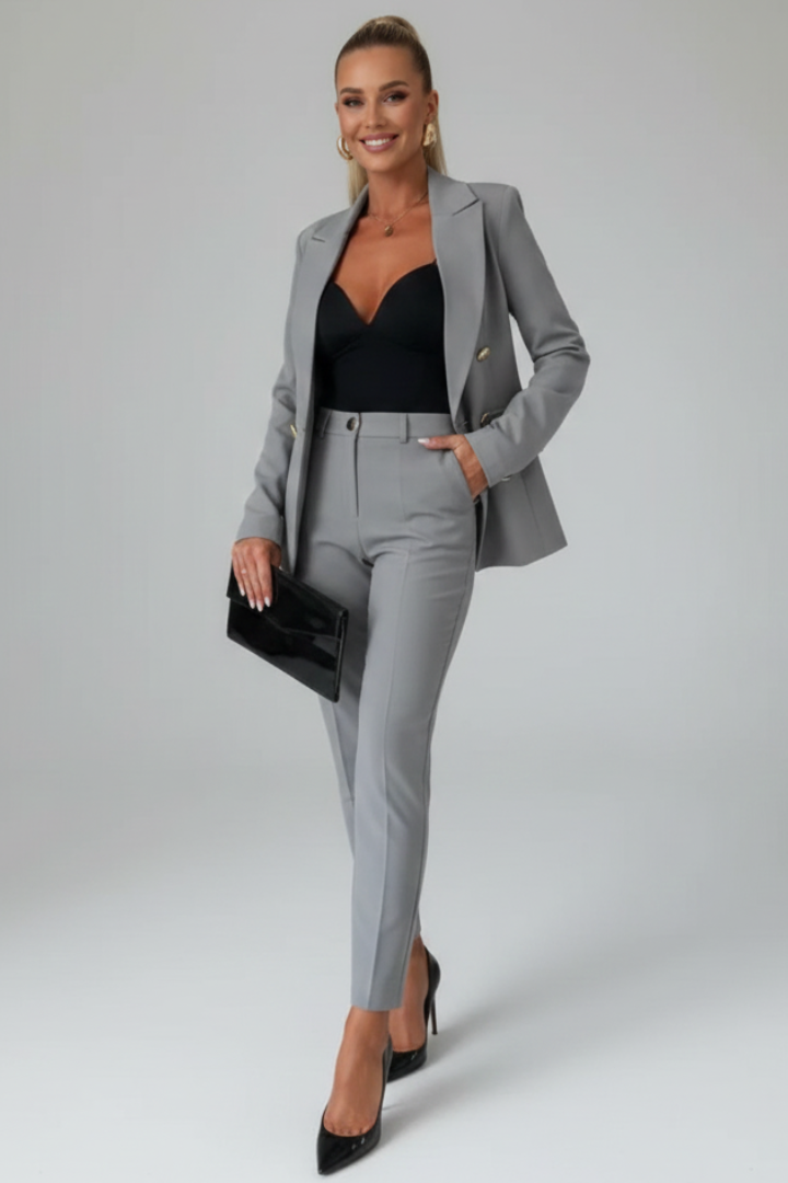 Isla | Women's Suit Set | Buttoned Jacket Straight-Leg Trousers