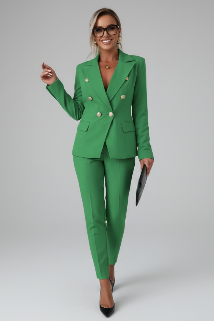 Isla | Women's Suit Set | Buttoned Jacket Straight-Leg Trousers