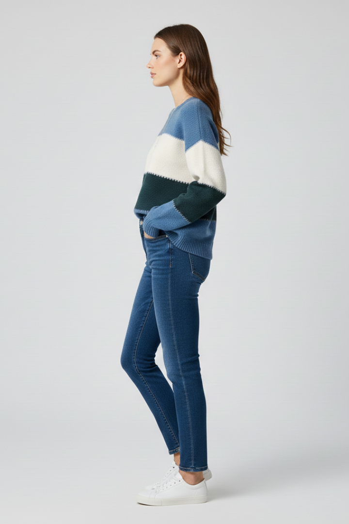 Ursula | Women's Sweater | Striped Surface Relaxed Shape