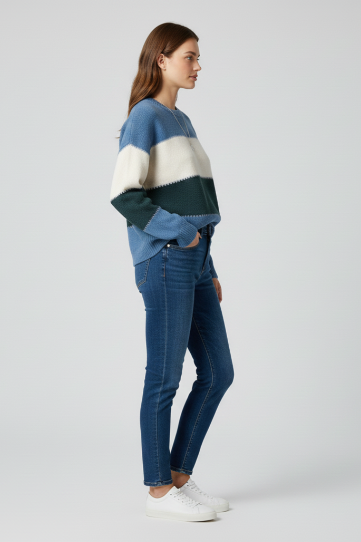 Ursula | Women's Sweater | Striped Surface Relaxed Shape