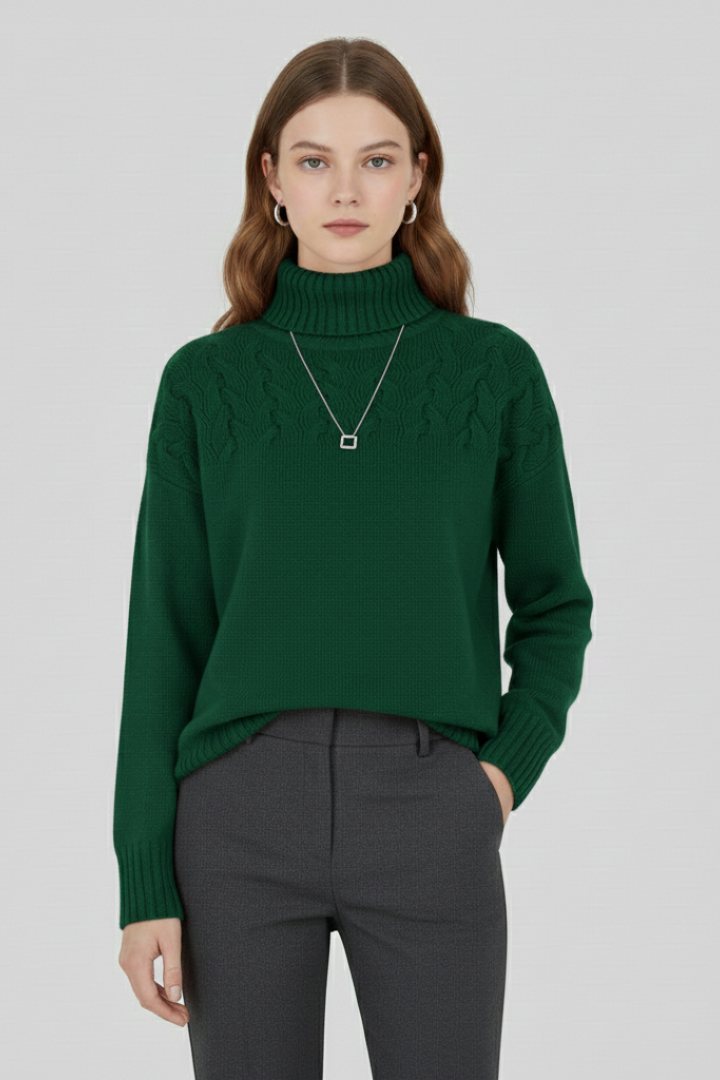 Yuna | Women's Sweater | Turtleneck Textured Cable Pattern