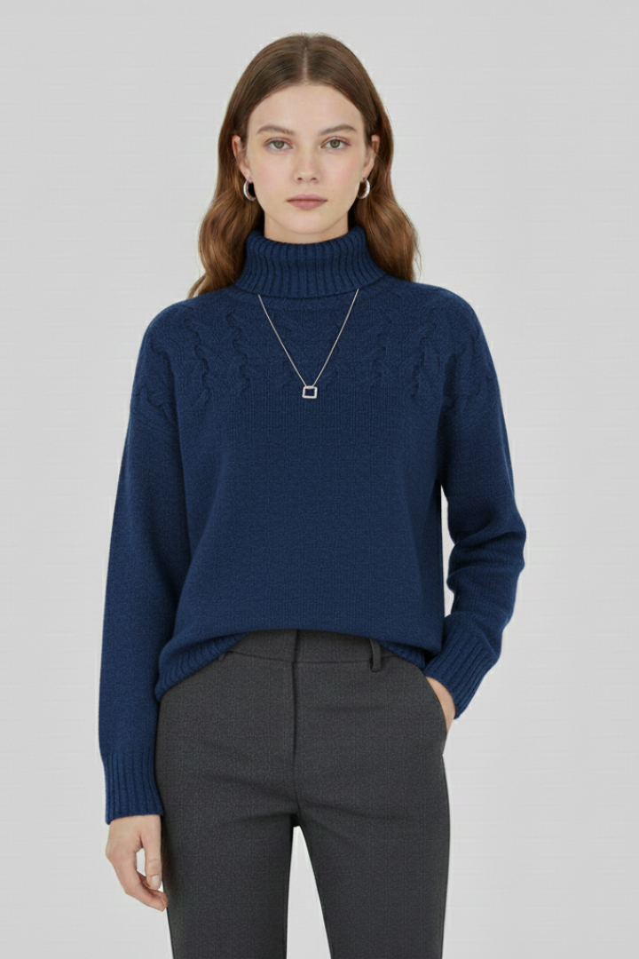 Yuna | Women's Sweater | Turtleneck Textured Cable Pattern