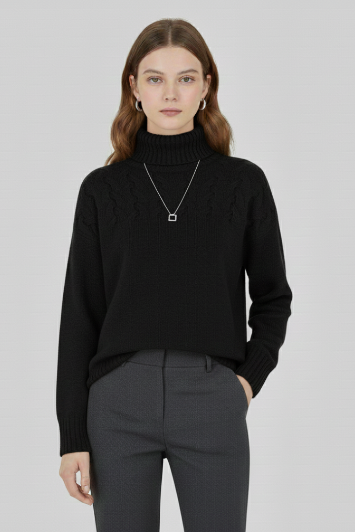 Yuna | Women's Sweater | Turtleneck Textured Cable Pattern