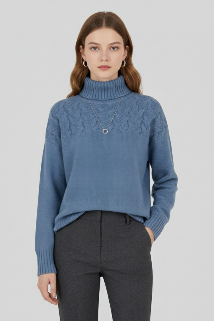 Yuna | Women's Sweater | Turtleneck Textured Cable Pattern