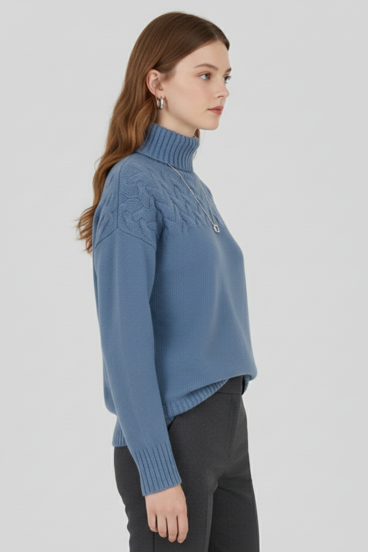 Yuna | Women's Sweater | Turtleneck Textured Cable Pattern