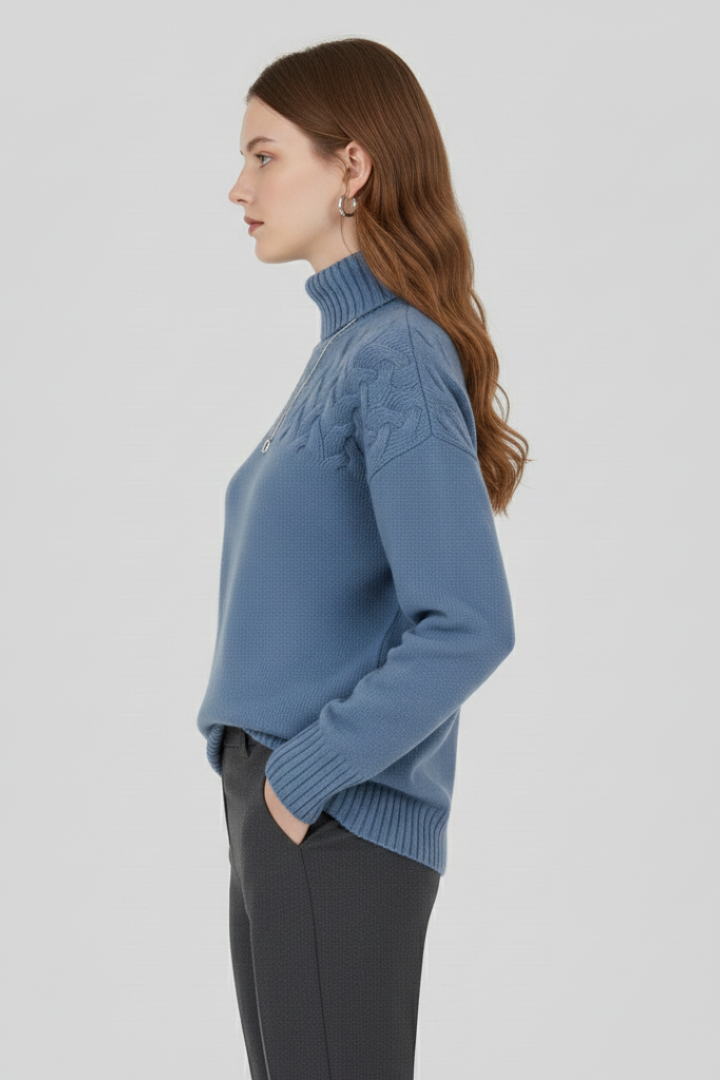 Yuna | Women's Sweater | Turtleneck Textured Cable Pattern