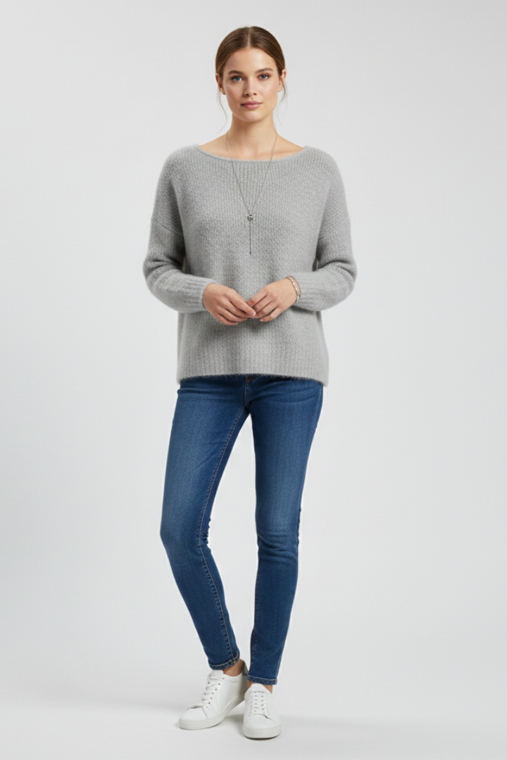 Willa | Women's Sweater | Wide Neck Brushed Knit Surface