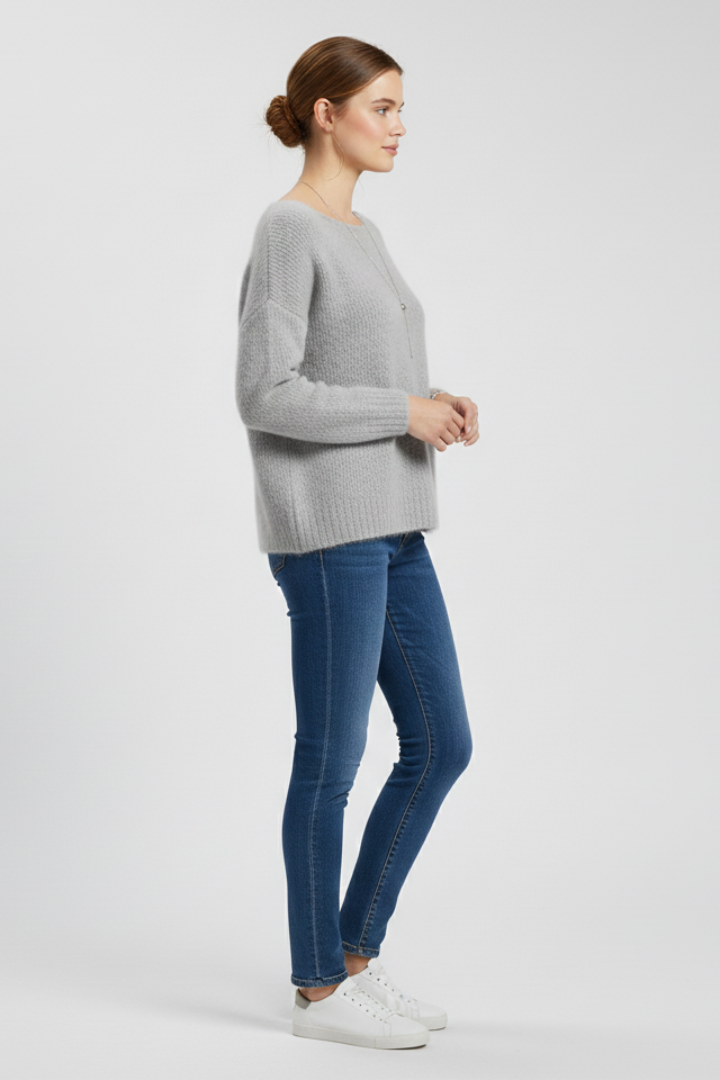 Willa | Women's Sweater | Wide Neck Brushed Knit Surface