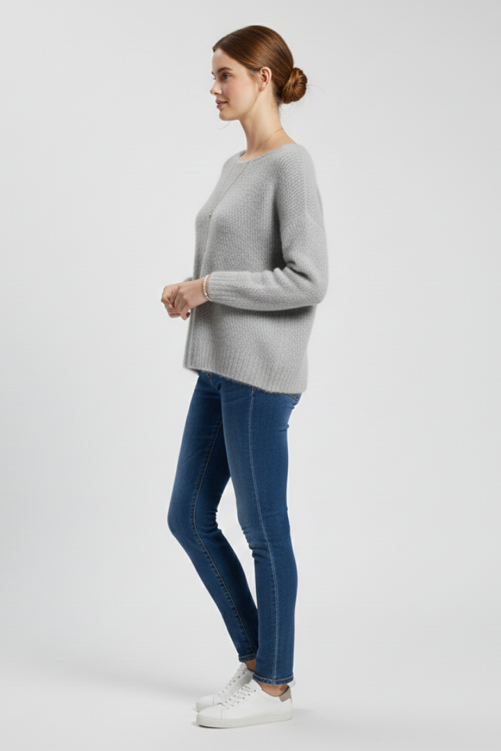 Willa | Women's Sweater | Wide Neck Brushed Knit Surface
