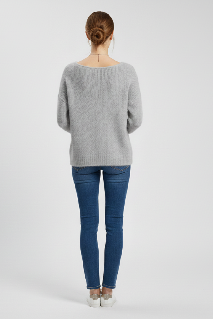 Willa | Women's Sweater | Wide Neck Brushed Knit Surface