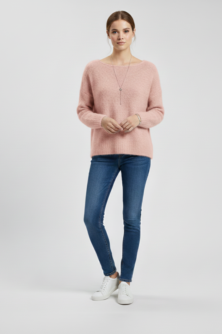 Willa | Women's Sweater | Wide Neck Brushed Knit Surface