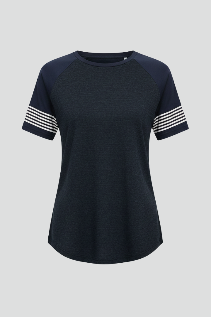 Hesper | Women's T-Shirt | Raglan Sleeves Striped Cuffs