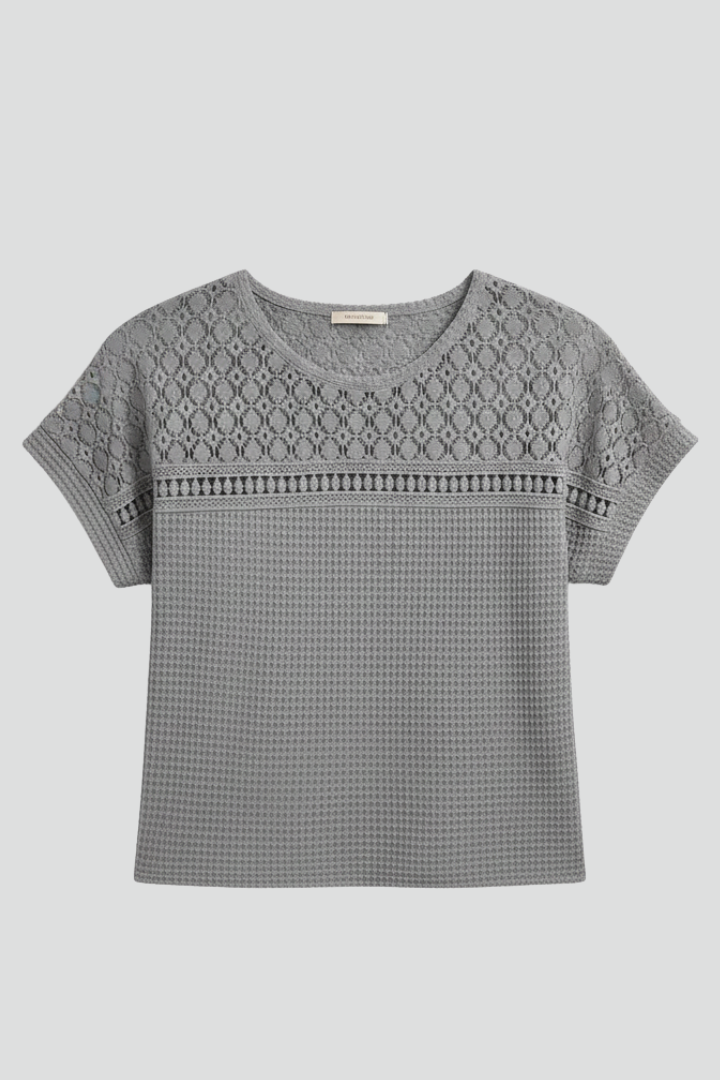 Olwen | Women's T-Shirt | Round Neckline Openwork Surface