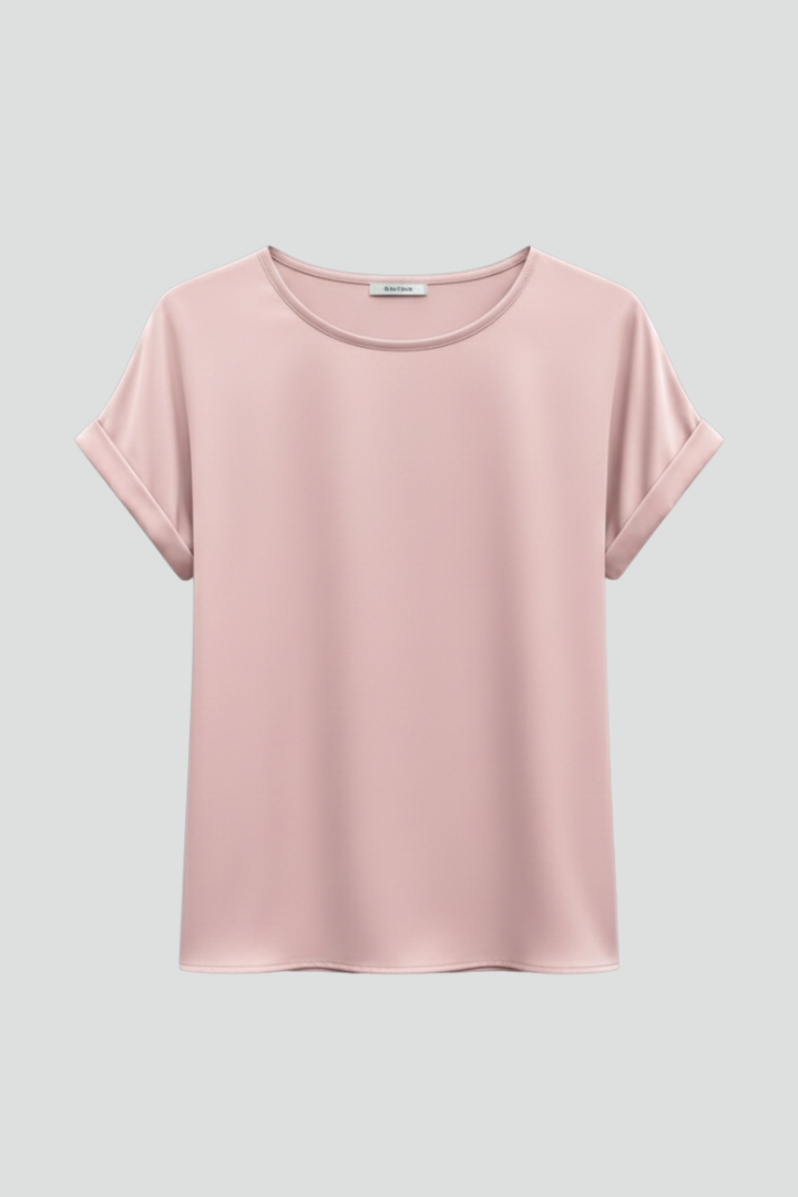 Sena | Women's T-Shirt | Round Neckline Rolled Sleeves