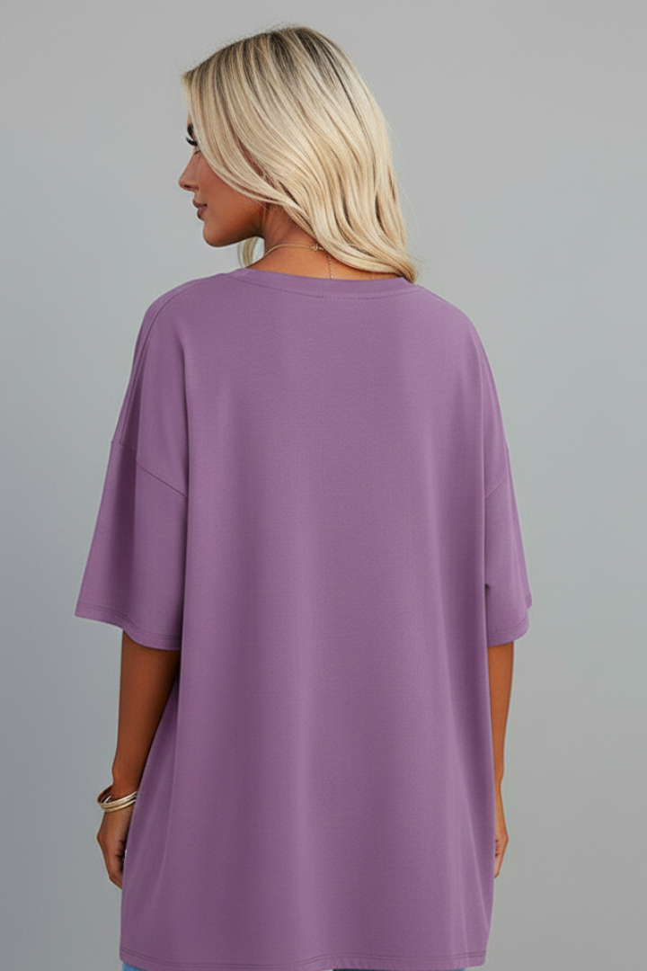 Tamara | Women's T-Shirt | V-Neckline Short Sleeves Button