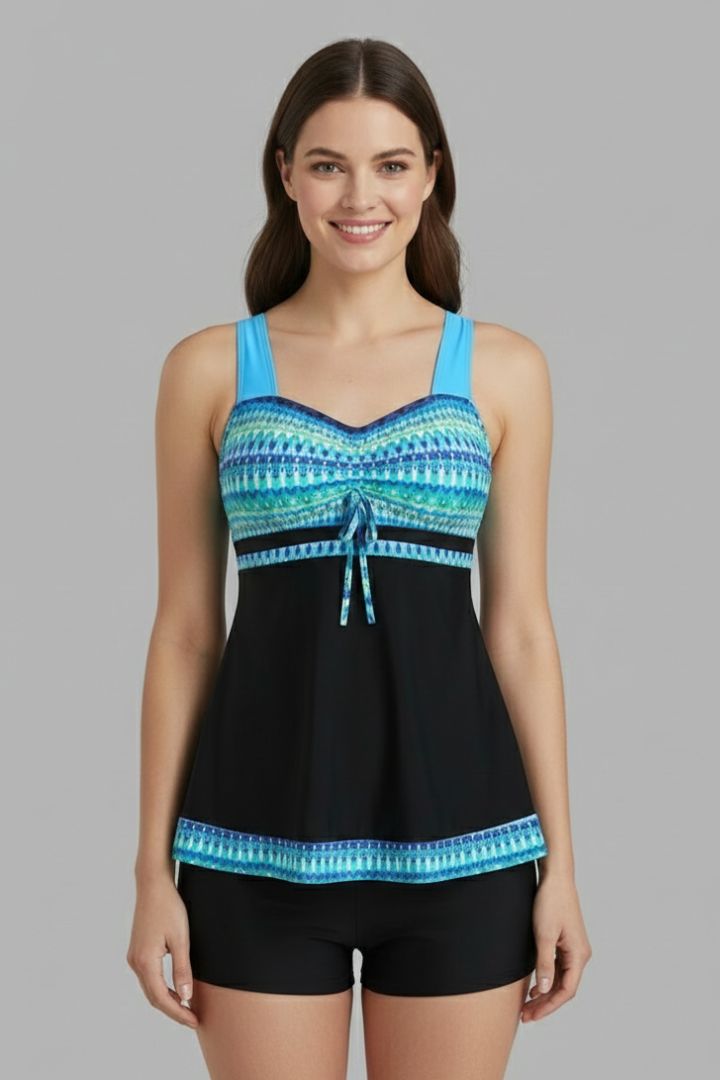 Mala | Women's Tankini Swimsuit | Tie Top Ruched Skirt