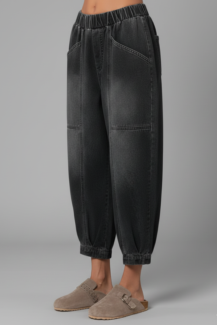Uala | Women's Jeans | Tapered Elastic Waist Pockets