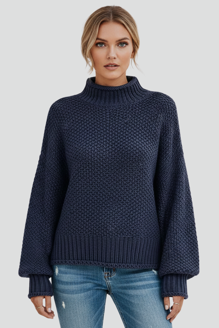 Delia | Women's Jumper | Textured Turtleneck Long Sleeves