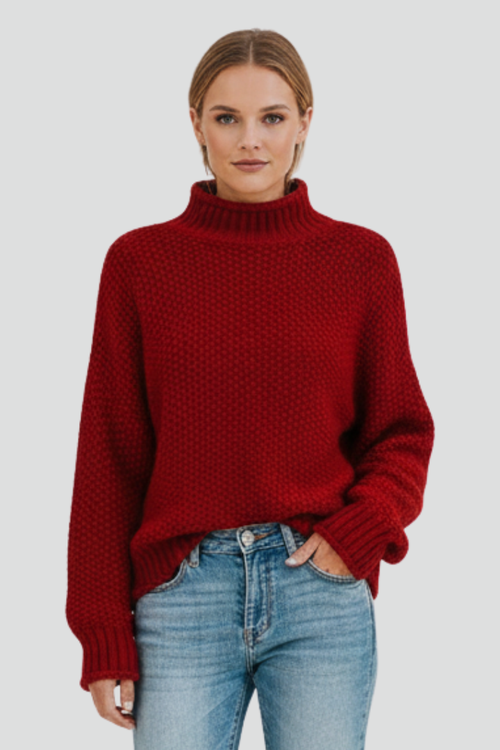 Delia | Women's Jumper | Textured Turtleneck Long Sleeves