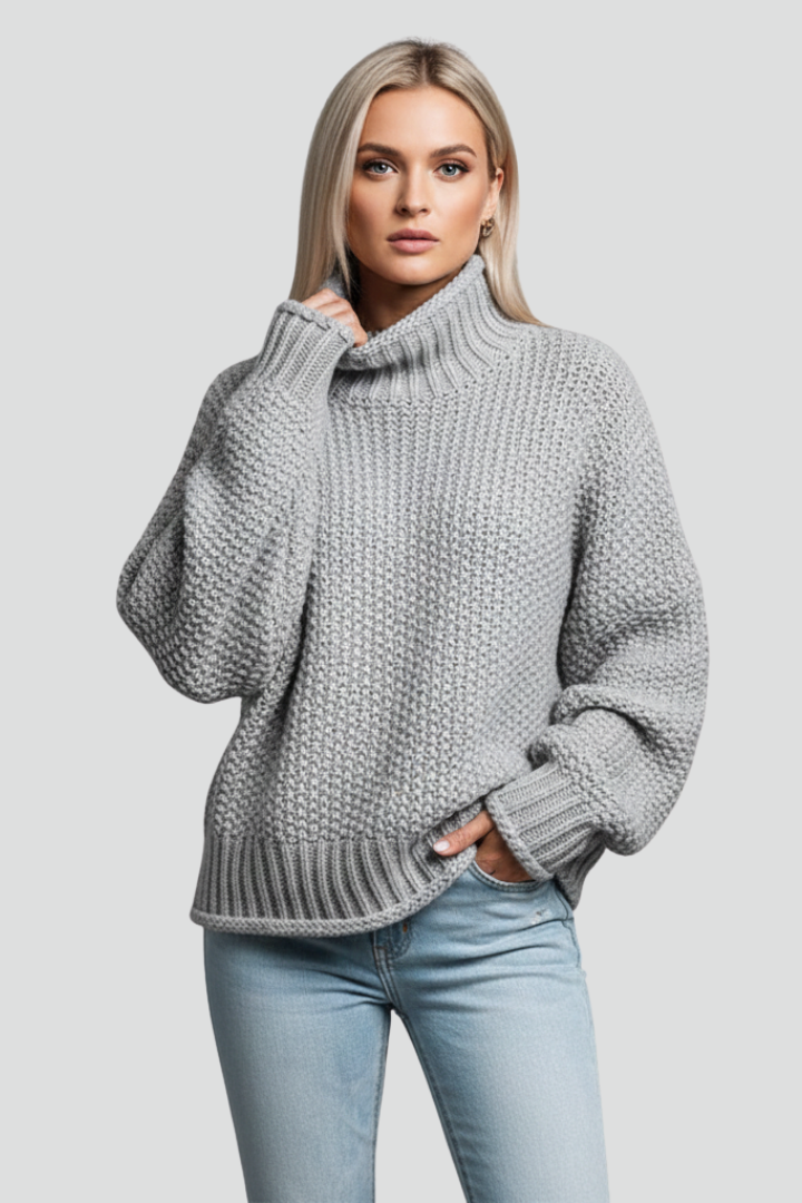 Delia | Women's Jumper | Textured Turtleneck Long Sleeves