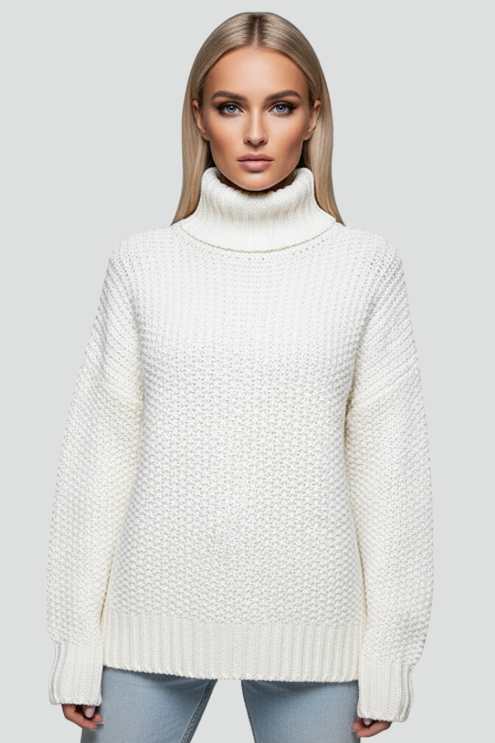 Delia | Women's Jumper | Textured Turtleneck Long Sleeves