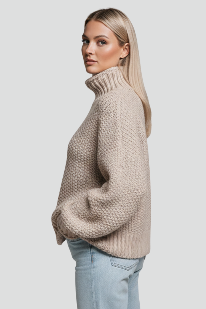 Delia | Women's Jumper | Textured Turtleneck Long Sleeves