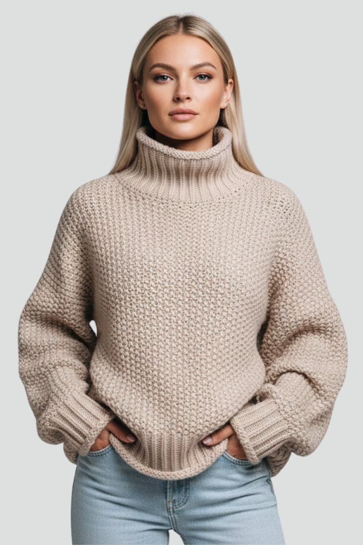 Delia | Women's Jumper | Textured Turtleneck Long Sleeves