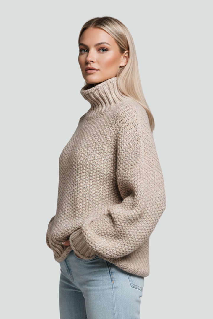 Delia | Women's Jumper | Textured Turtleneck Long Sleeves