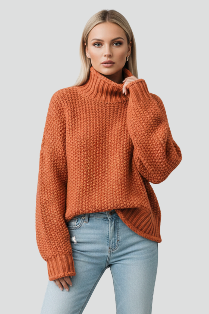 Delia | Women's Jumper | Textured Turtleneck Long Sleeves