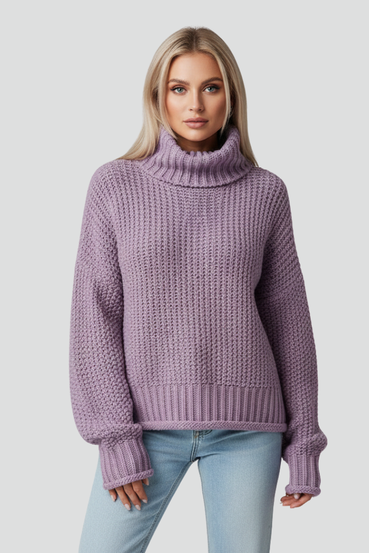 Delia | Women's Jumper | Textured Turtleneck Long Sleeves