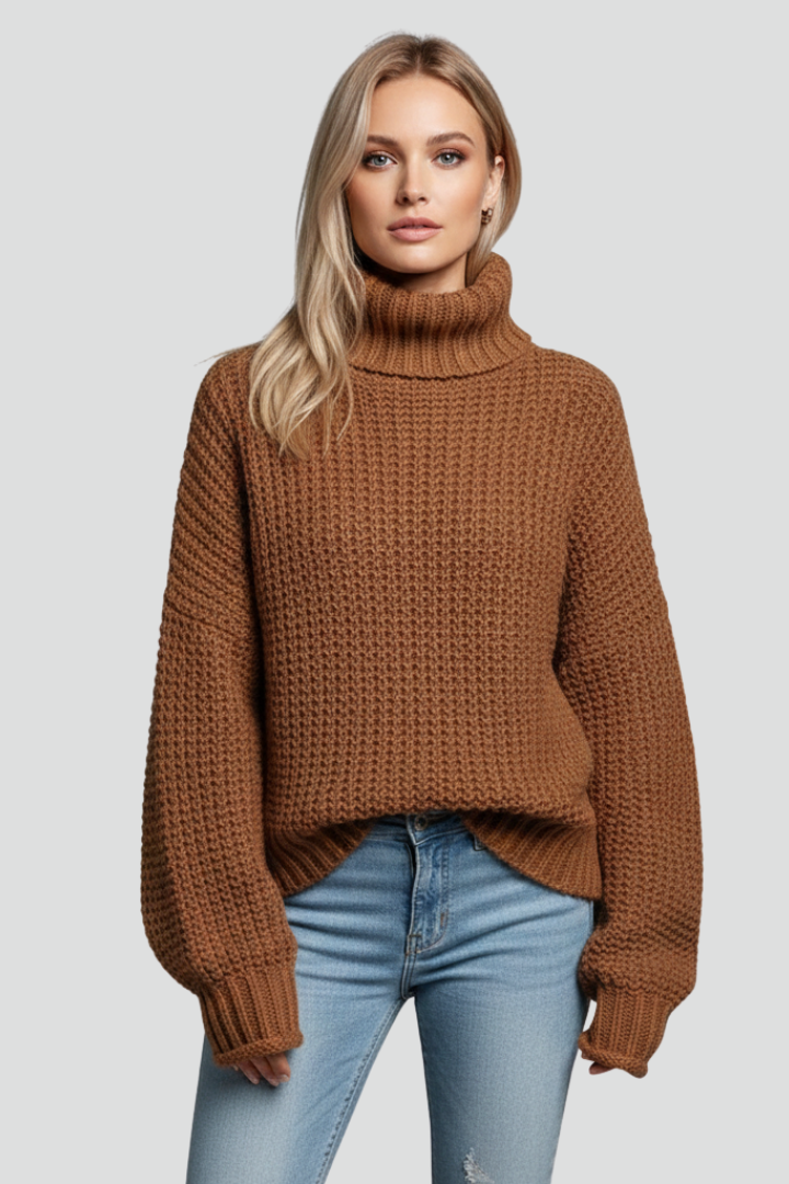 Delia | Women's Jumper | Textured Turtleneck Long Sleeves