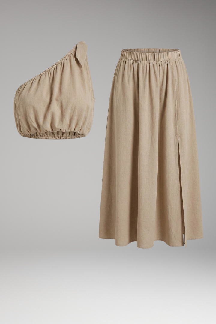 Dala | Women's Top Midi Skirt | One Shoulder Elastic Waist