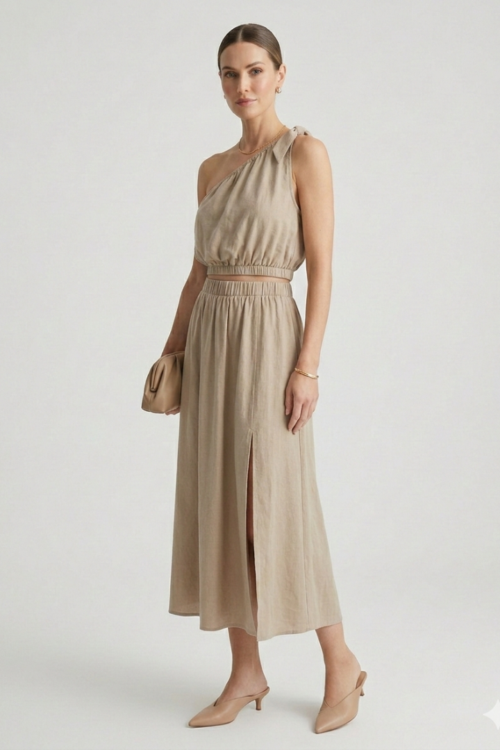 Dala | Women's Top Midi Skirt | One Shoulder Elastic Waist