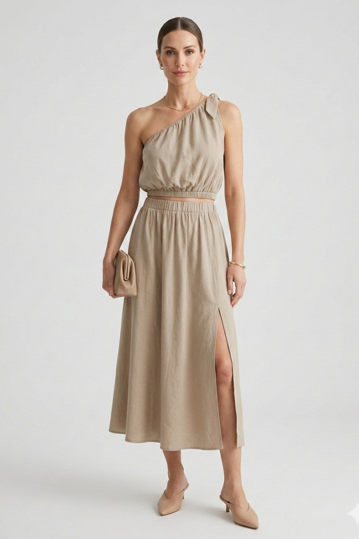 Dala | Women's Top Midi Skirt | One Shoulder Elastic Waist