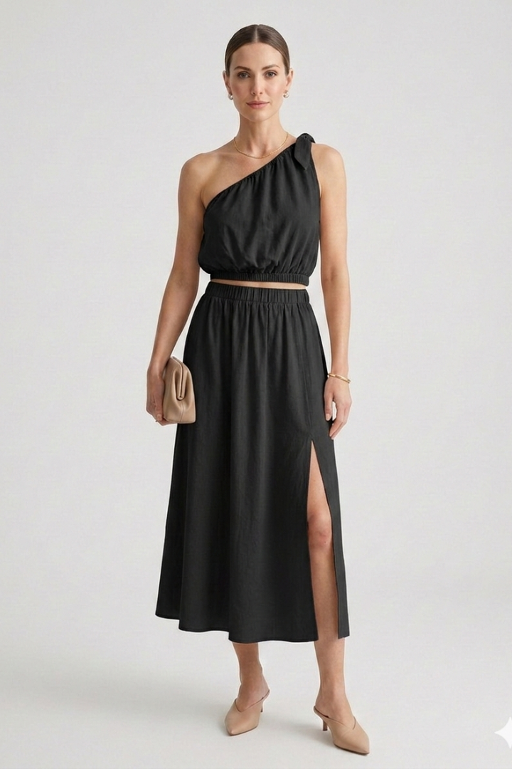 Dala | Women's Top Midi Skirt | One Shoulder Elastic Waist