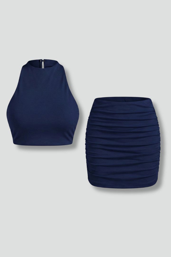 Zena | Women's Top Mini Skirt | High Neck Fitted Waist