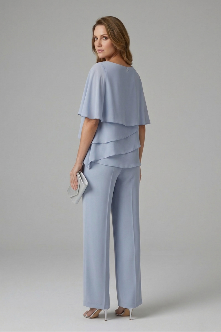 Maya | Women's Top and Trousers Set | Layered Top Straight Legs