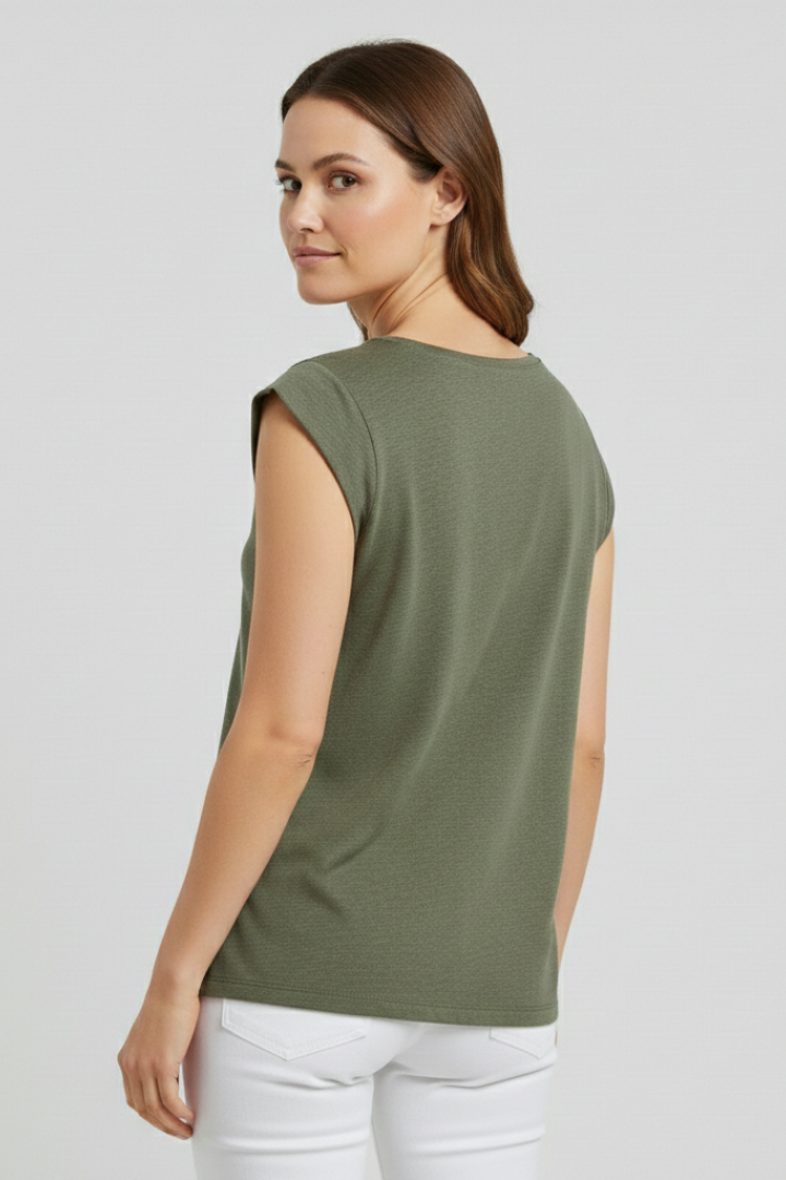Enfys | Women's Top | V-Neckline Cap Sleeves