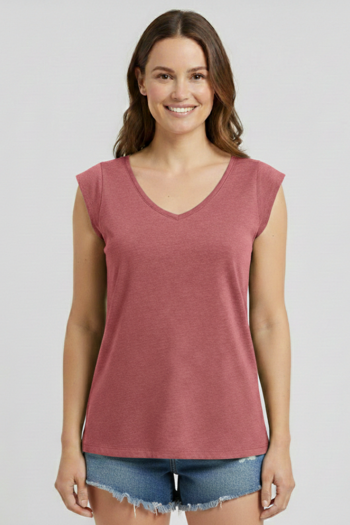 Enfys | Women's Top | V-Neckline Cap Sleeves