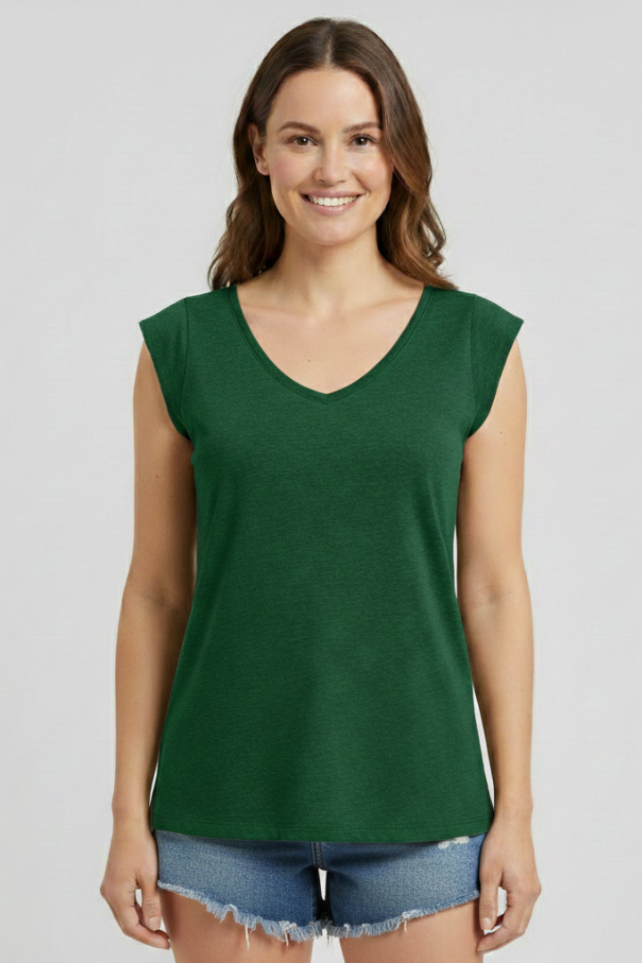 Enfys | Women's Top | V-Neckline Cap Sleeves